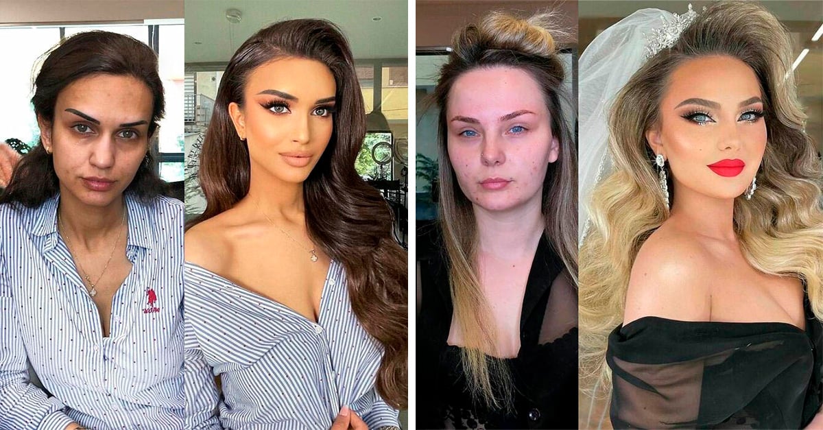 16 women before and after getting makeup for their wedding day