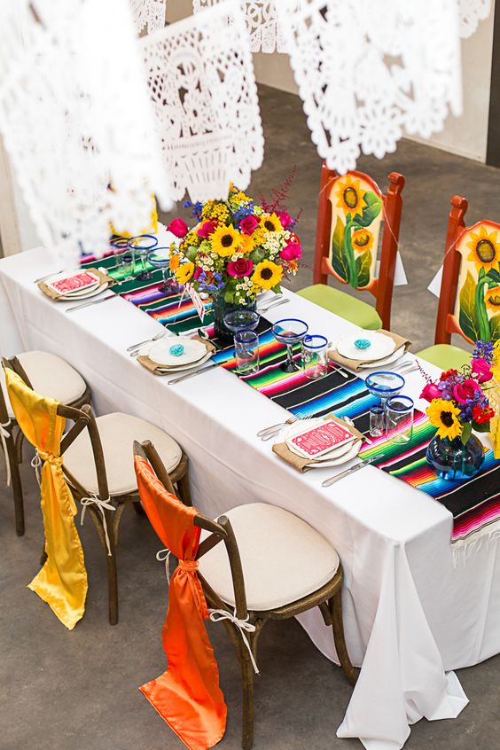 Decoración de mesas ;19 Ideas para una fiesta mexicana colorida y con mucho sabor