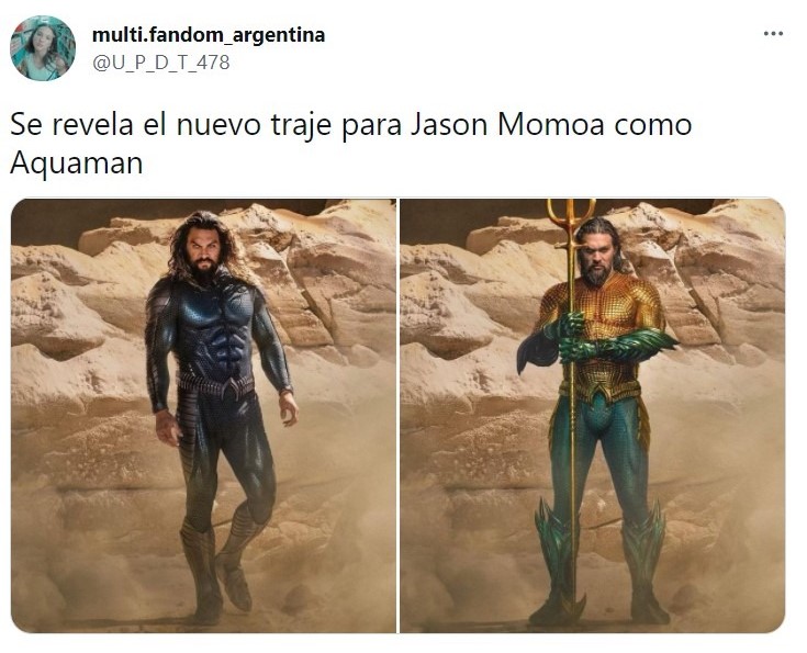 tuit Jason Momoa presentó su traje para la nueva “Aquaman”. Su trabajado cuerpo se vuelve a lucir