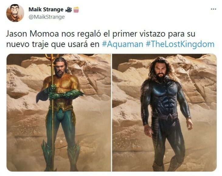 tuit Jason Momoa presentó su traje para la nueva “Aquaman”. Su trabajado cuerpo se vuelve a lucir