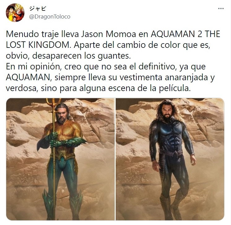 tuit Jason Momoa presentó su traje para la nueva “Aquaman”. Su trabajado cuerpo se vuelve a lucir