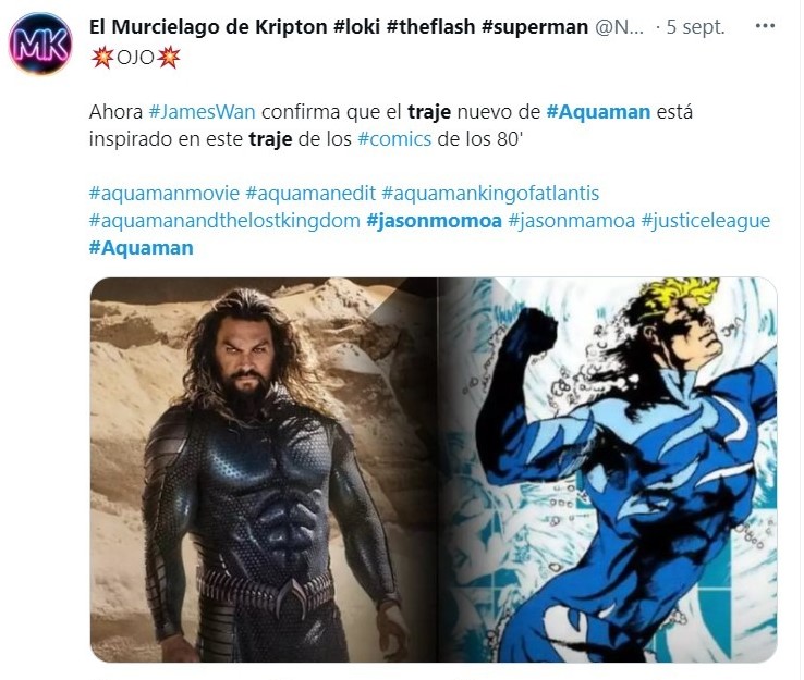 tuit Jason Momoa presentó su traje para la nueva “Aquaman”. Su trabajado cuerpo se vuelve a lucir