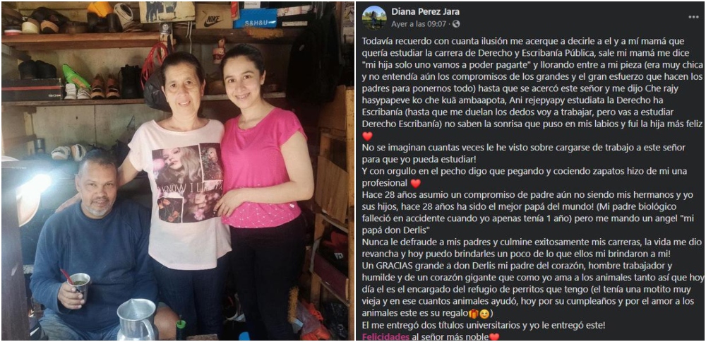 Familia en el garage; Le regala una moto a su padrastro que le pagó dos carreras Compartir en Facebook