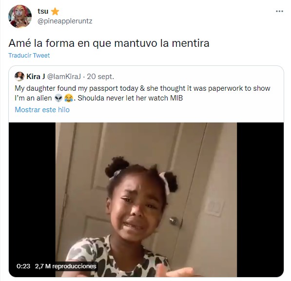 Comentarios en twitter sobre niña que pensó que su mamá era un extraterrestre