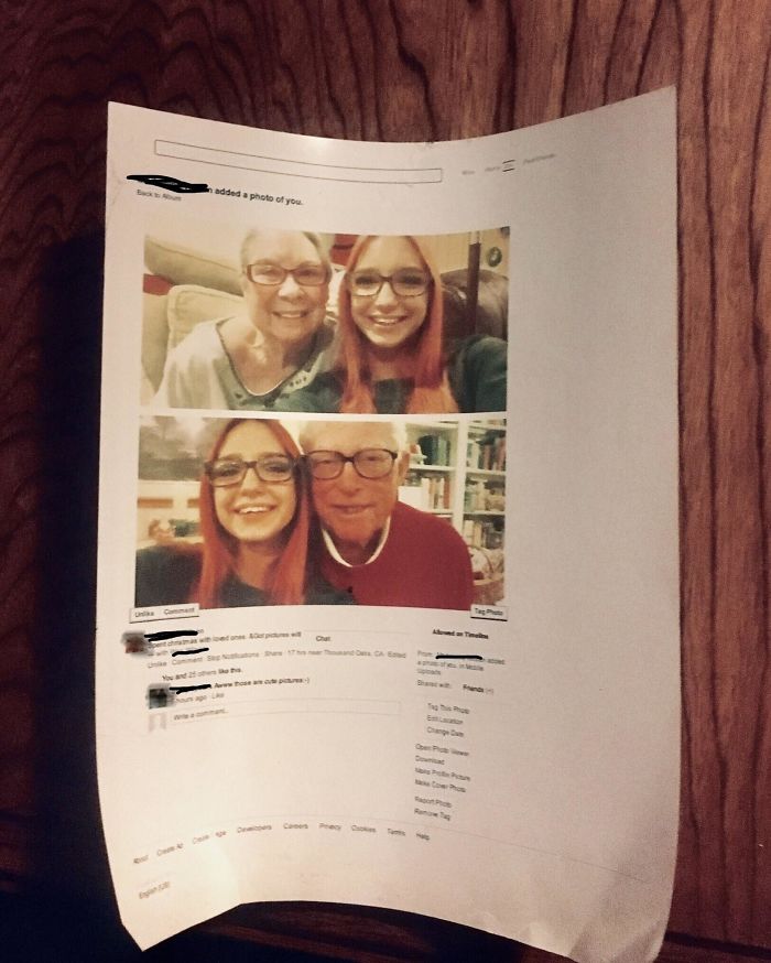 Printed photographs;  17 grandparents who had fun problems with technology