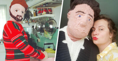 Madre tejió a su esposo y a su hijo de tamaños reales y el resultado es increíble