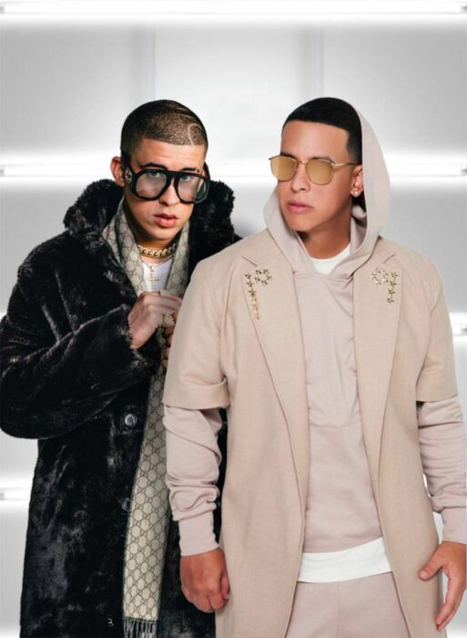 Daddy Yankee y Bad Bunny posando para Rolling Stones 