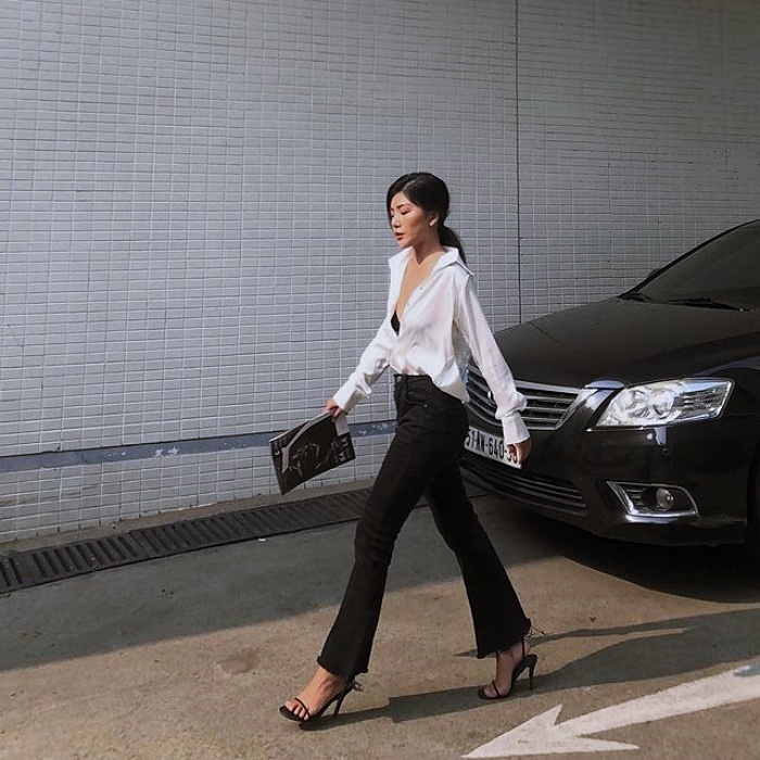 girl, girl with long hair, short, blonde, dark, black, collected using a white top, black, nude, beige, jeans, black pants, tennis, boots, heels, sunglasses, bag, jacket, trench coat, leather