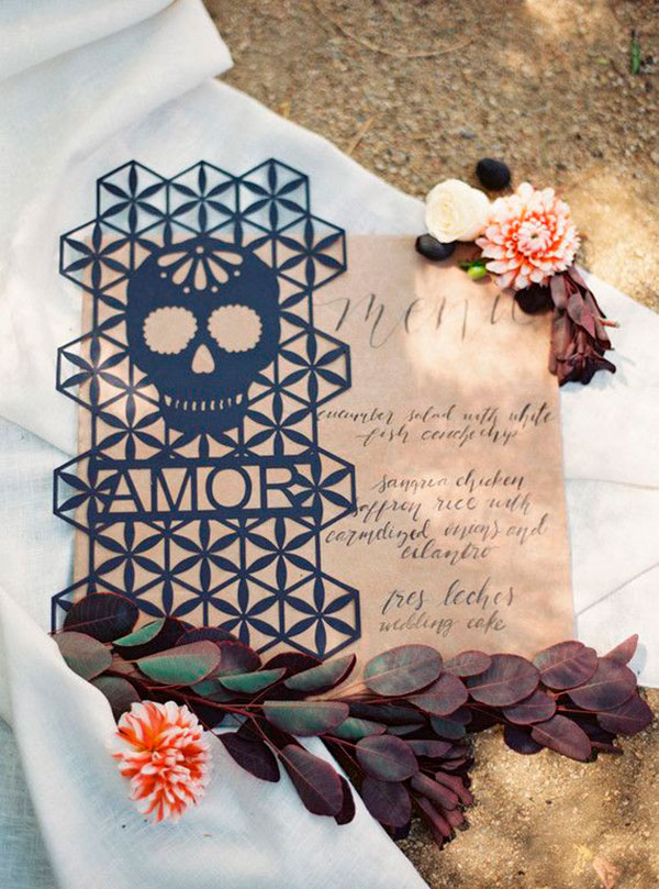 Invitaciones ;15 Chulísimas ideas para una boda en Día de muertos