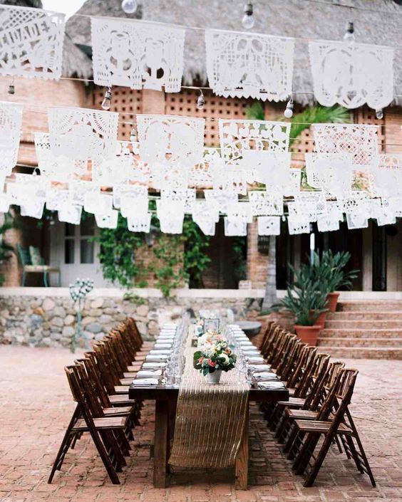 Decoración con papel picado ;15 Chulísimas ideas para una boda en Día de muertos