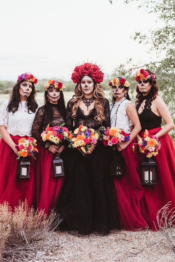 Damas de honor ;15 Chulísimas ideas para una boda en Día de muertos