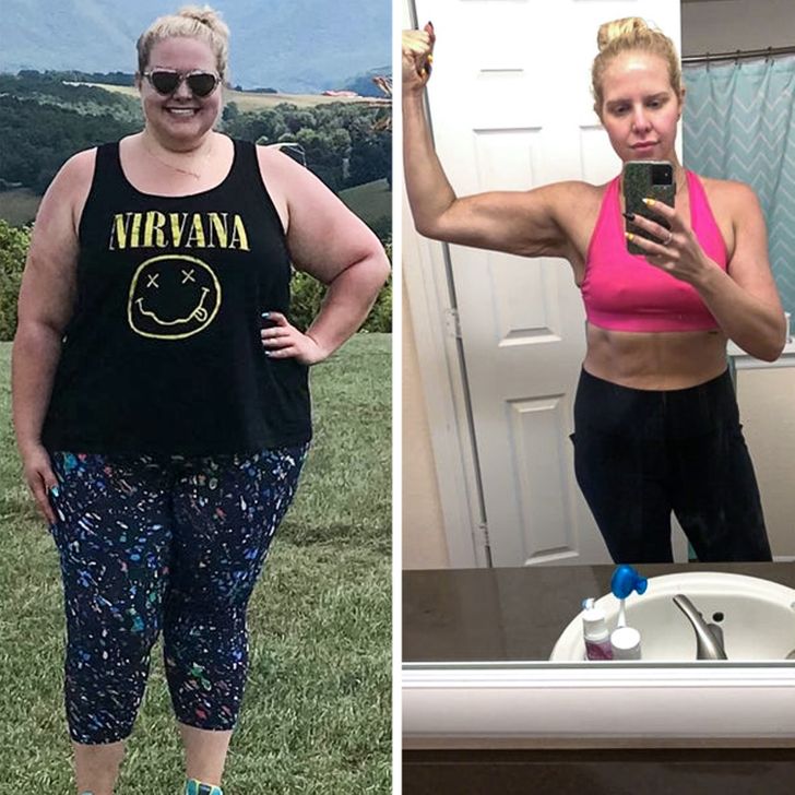 Girl at the gym before and after losing weight; 15 People who had a dream glow up and now feel better about themselves