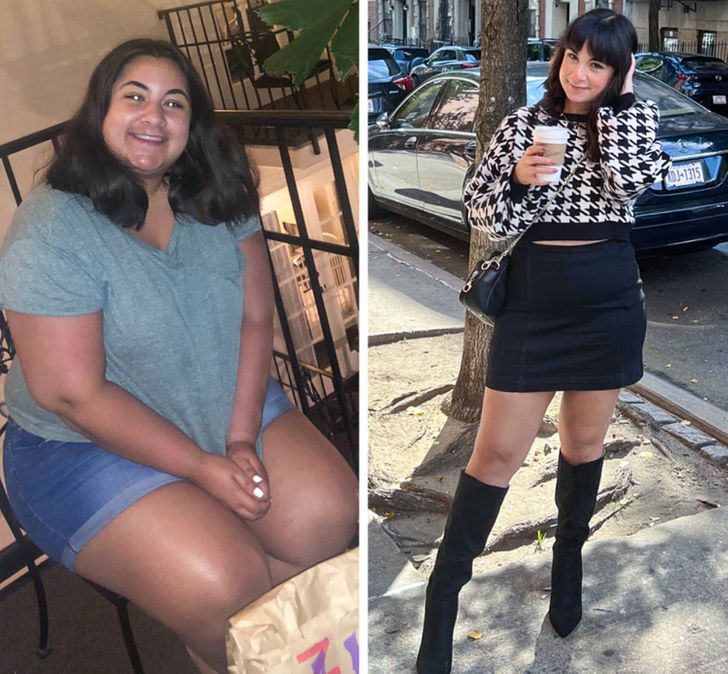 girl taking selfie before and after losing weight; 15 People who had a dream glow up and now feel better about themselves