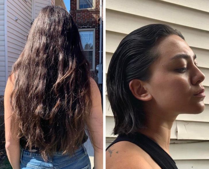 Chica castaña antes y después de cortar su cabello;15 Cambios de cabello que te inspirarán a hacer lo tuyo