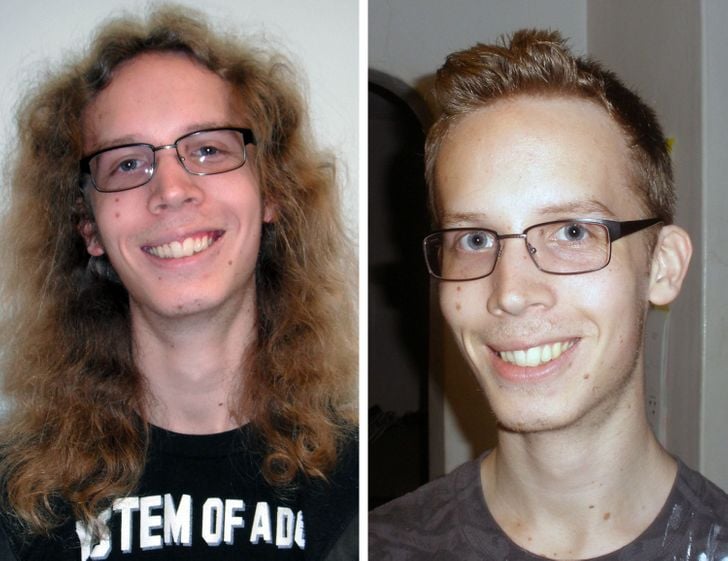 Chico castaño claro antes y después de cortar su cabello;15 Cambios de cabello que te inspirarán a hacer lo tuyo