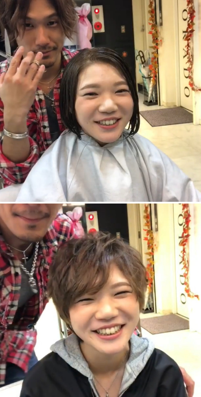 Changes before and after people who went to the stylist 