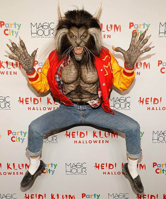 Hiedi Klum with his different phrases in Halloween 