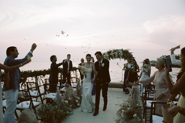 Meadow Walker walking down the aisle with Vin Diesel 