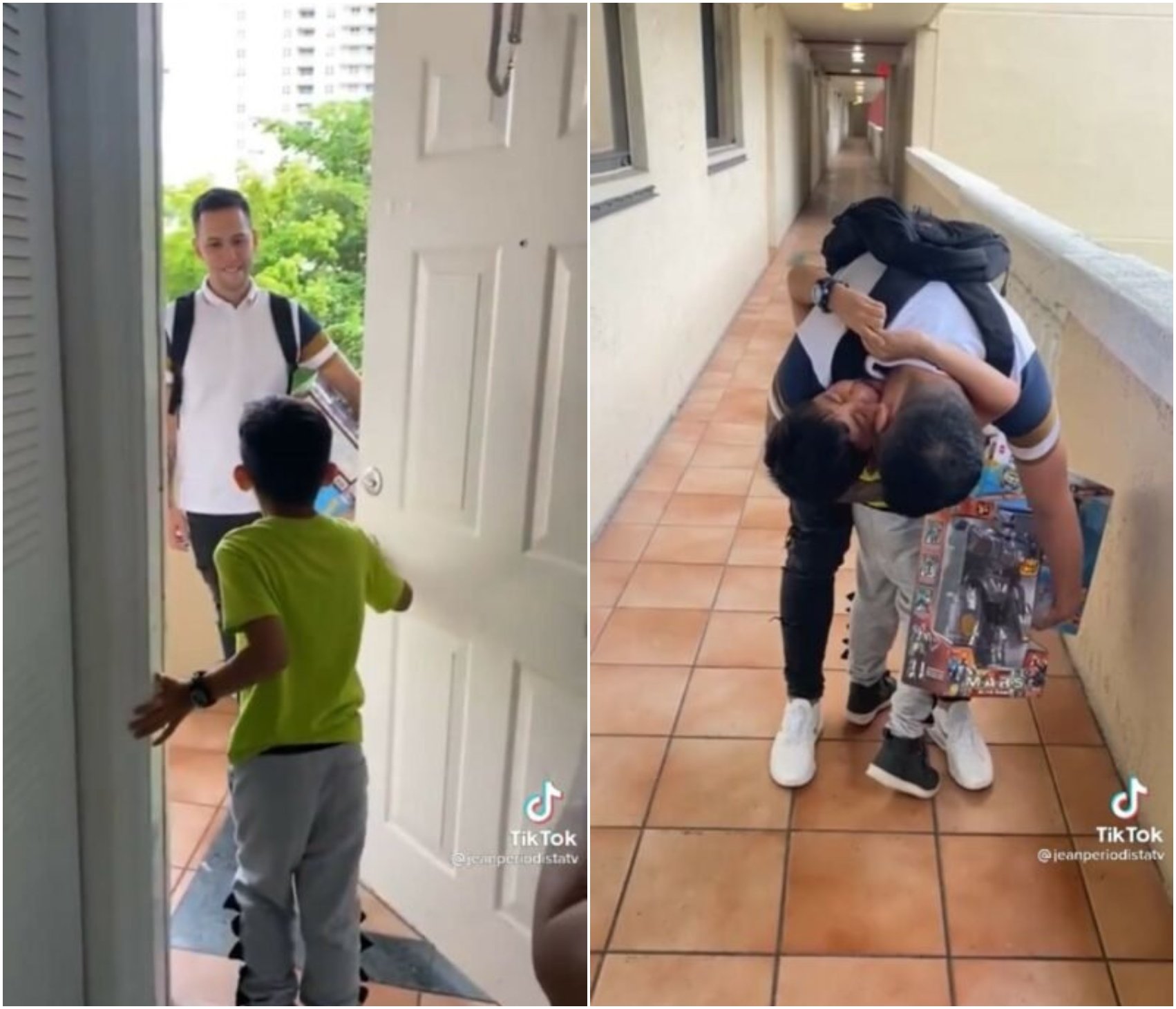 Niño abrazando a su padre; La emotiva reacción de un niño al ver a su papá después de 2 años está conmoviendo a internet
