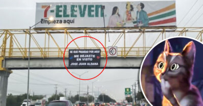 Su novio la dejó en visto y ella le recordó que nadie la ignora ¡poniéndole una enorme lona en un puente!