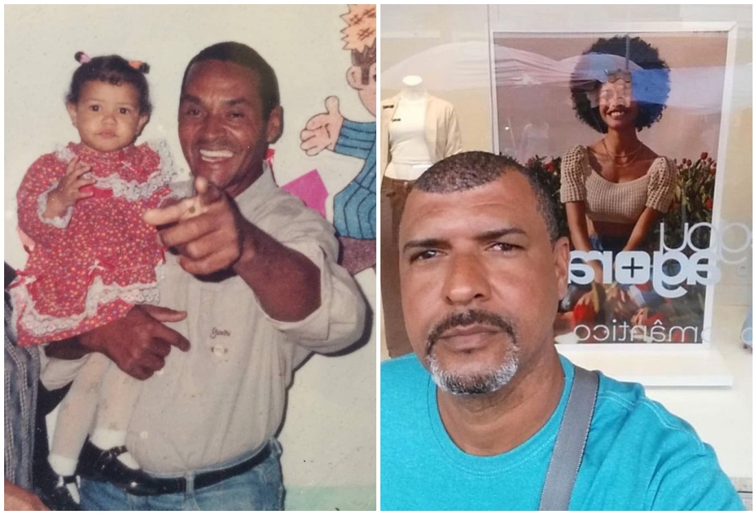 Papá e hija en el transcurso de los años; Papá orgulloso visita todos los días una tienda para ver la foto de su hija