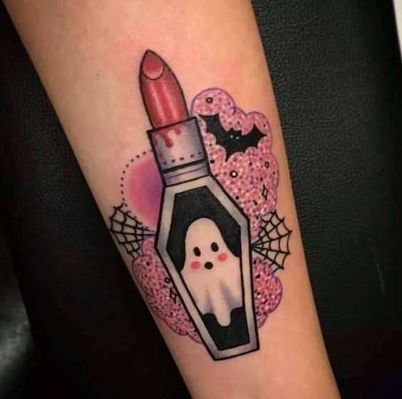 ghostly lipstick; cute tattoos for Halloween