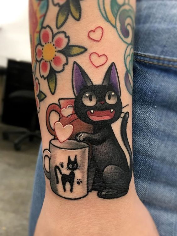 Black cats; cute tattoos for Halloween