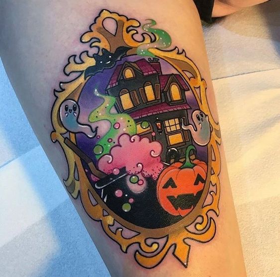 espejo ;Tatuajes lindos para Halloween