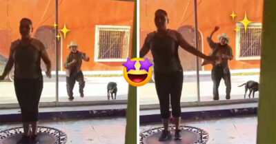 Abuelito baila junto a mujeres que hacían ejercicio y las contagia de su alegría