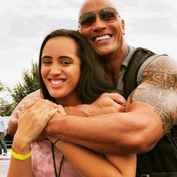 Dwayne The Rock Johnson with his daughters Tiana, Simone and Jasmine