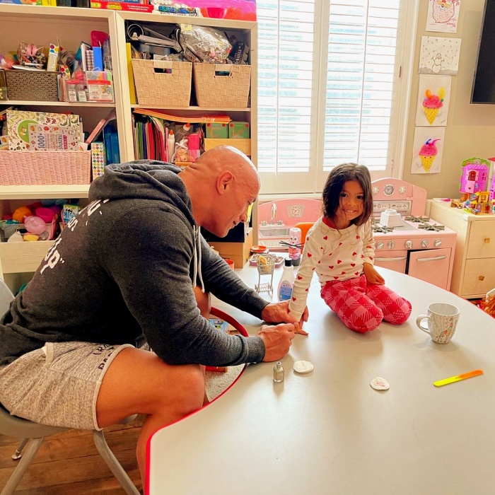 Dwayne The Rock Johnson with his daughters Tiana, Simone and Jasmine