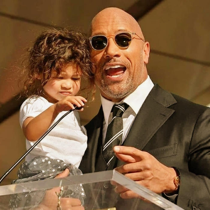 Dwayne The Rock Johnson with his daughters Tiana, Simone and Jasmine