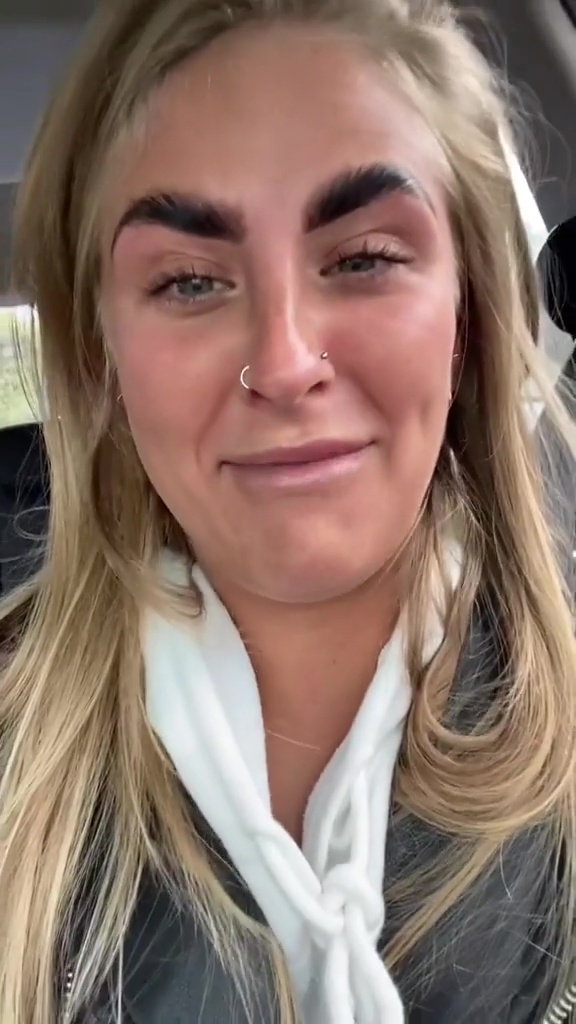 Girl gets brow rolling and ends up with a mess on her face 