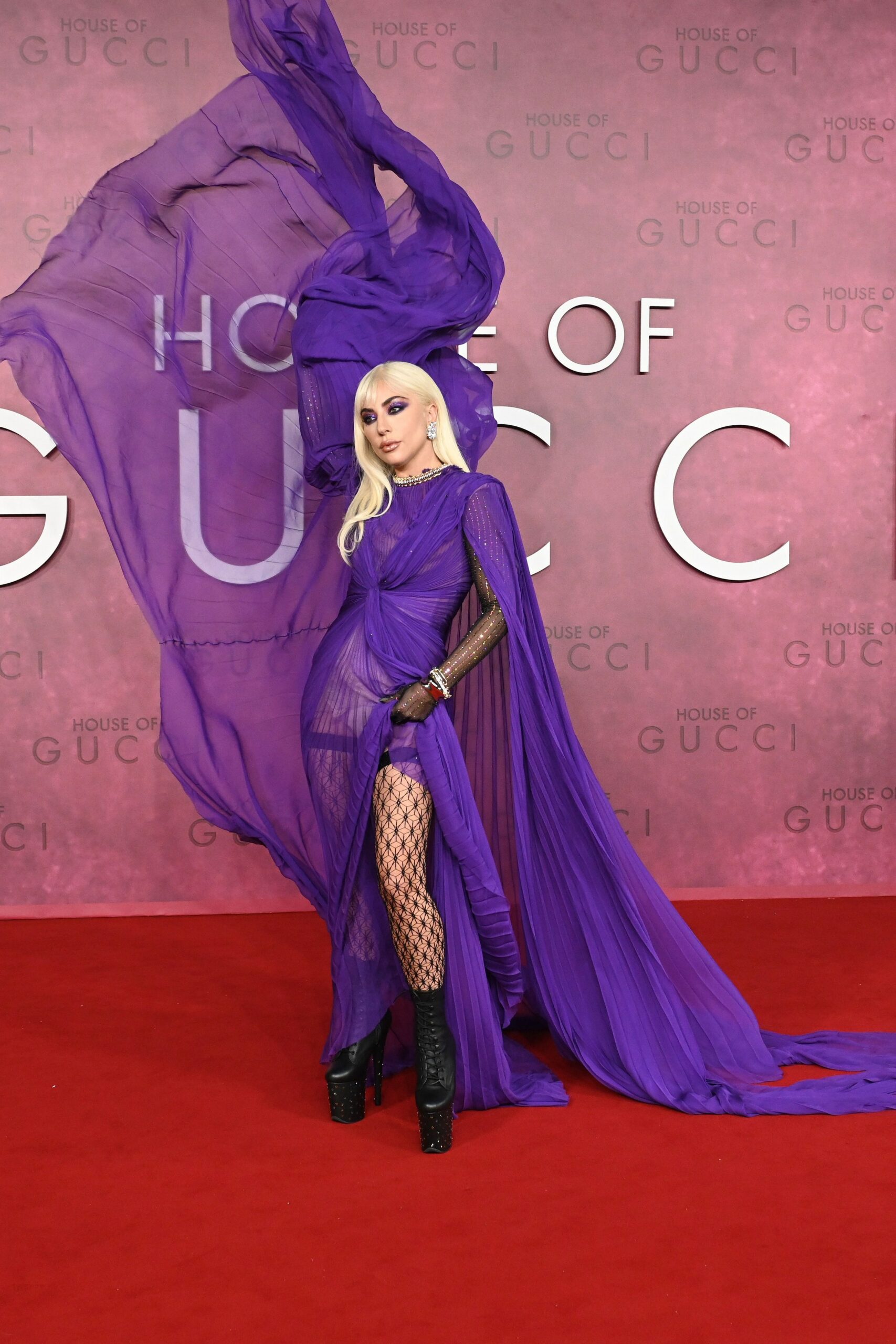 Lady Gaga;  Lady Gaga surprises at House of Gucci's red carpet 