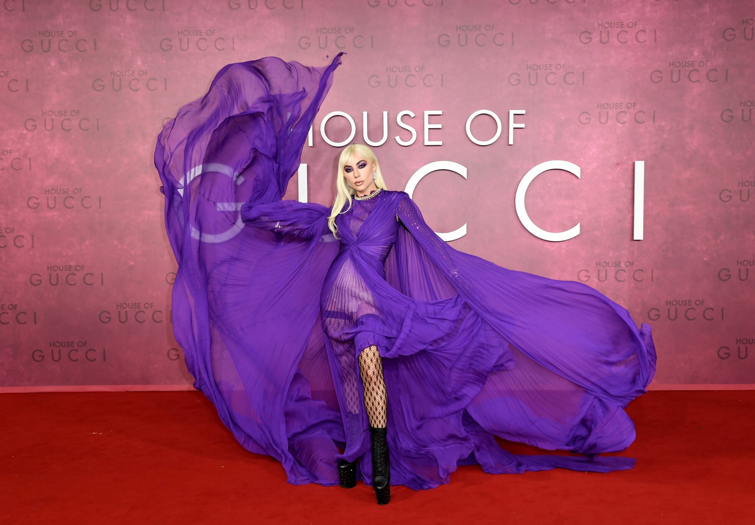 Lady Gaga;  Lady Gaga surprises at House of Gucci's red carpet