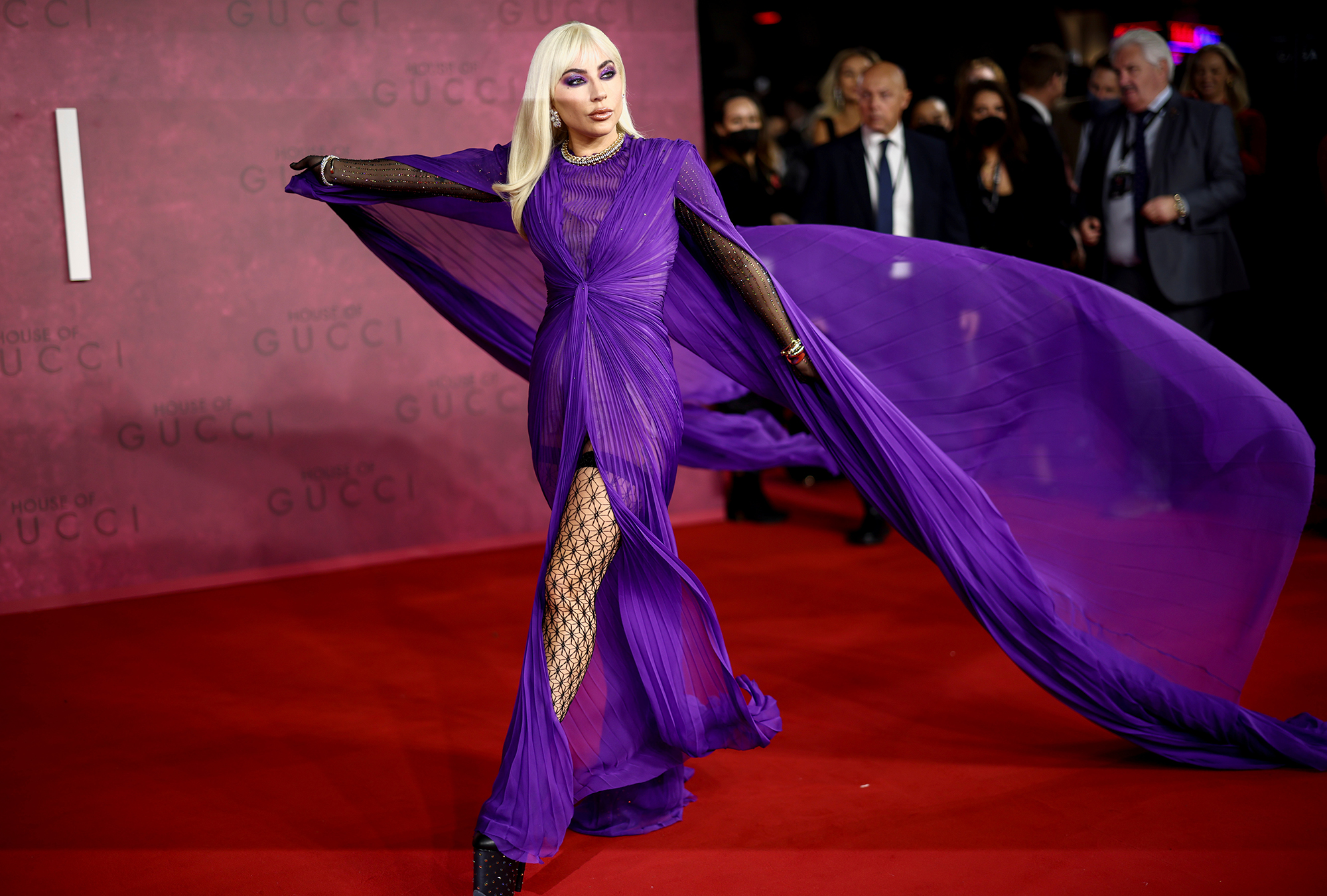 Lady Gaga;  Lady Gaga surprises at House of Gucci's red carpet