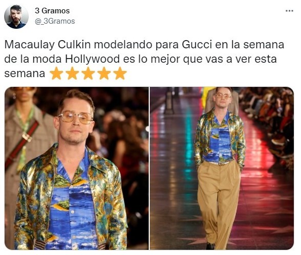 Tuit sobre Macaulay Culkin sorprende en pasarela de Gucci