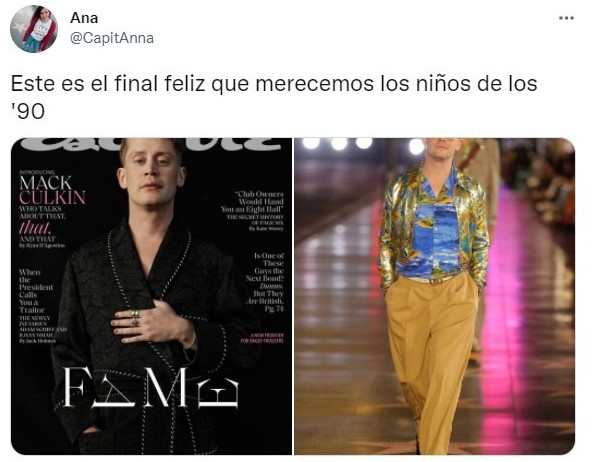 Tuit sobre Macaulay Culkin sorprende en pasarela de Gucci