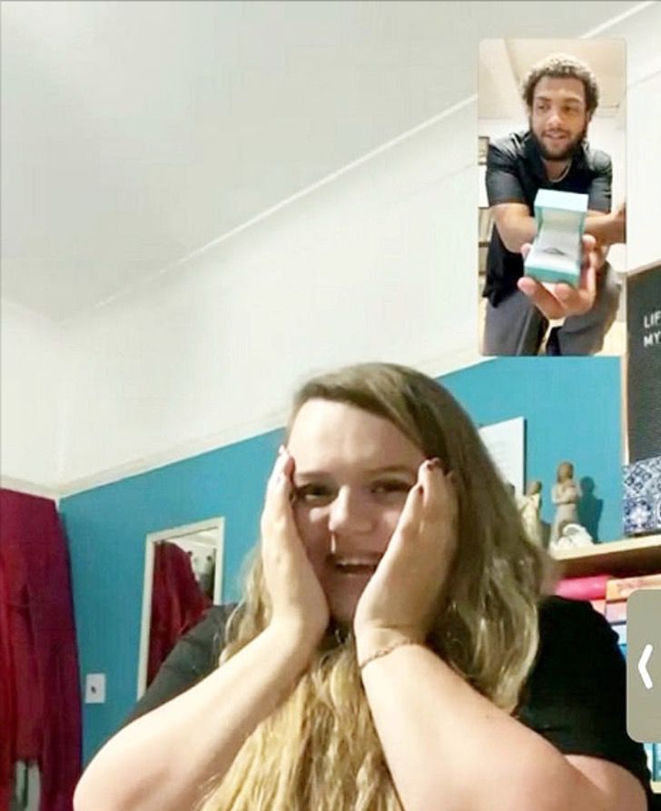 boy asking for marriage;  Couple getting married via video call but have never met in person before