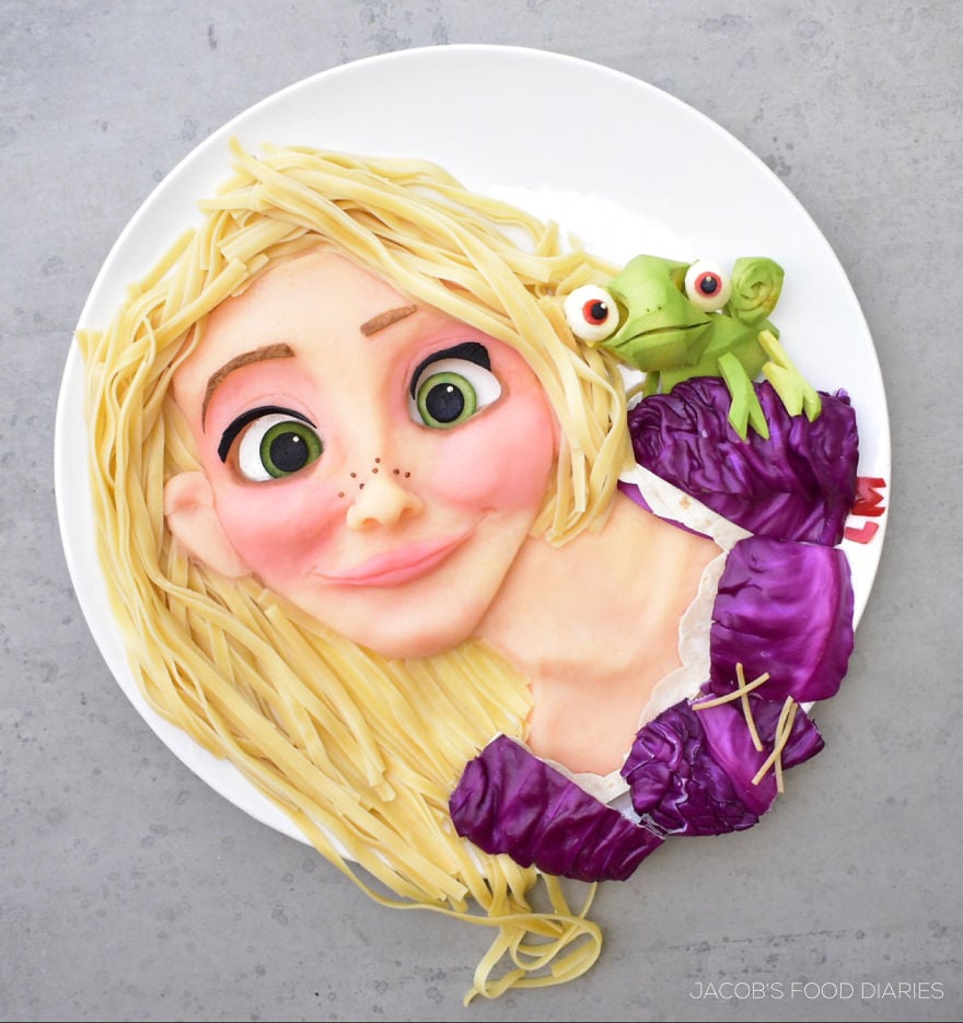 Rapunzel; Convierte la comida de su hijo en dibujos animados y todo quieren probar sus platillos