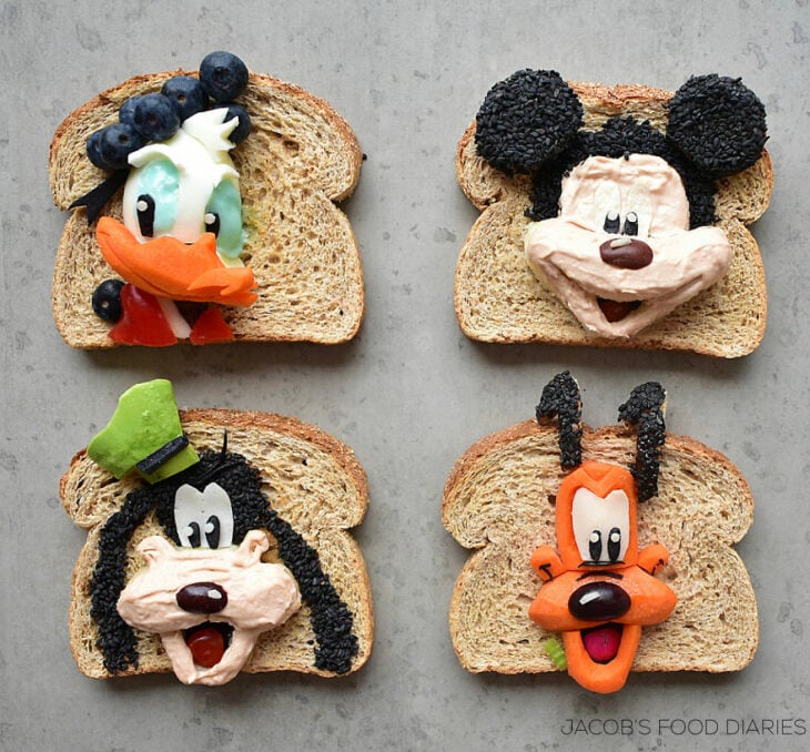 Personajes Disney; Convierte la comida de su hijo en dibujos animados y todo quieren probar sus platillos