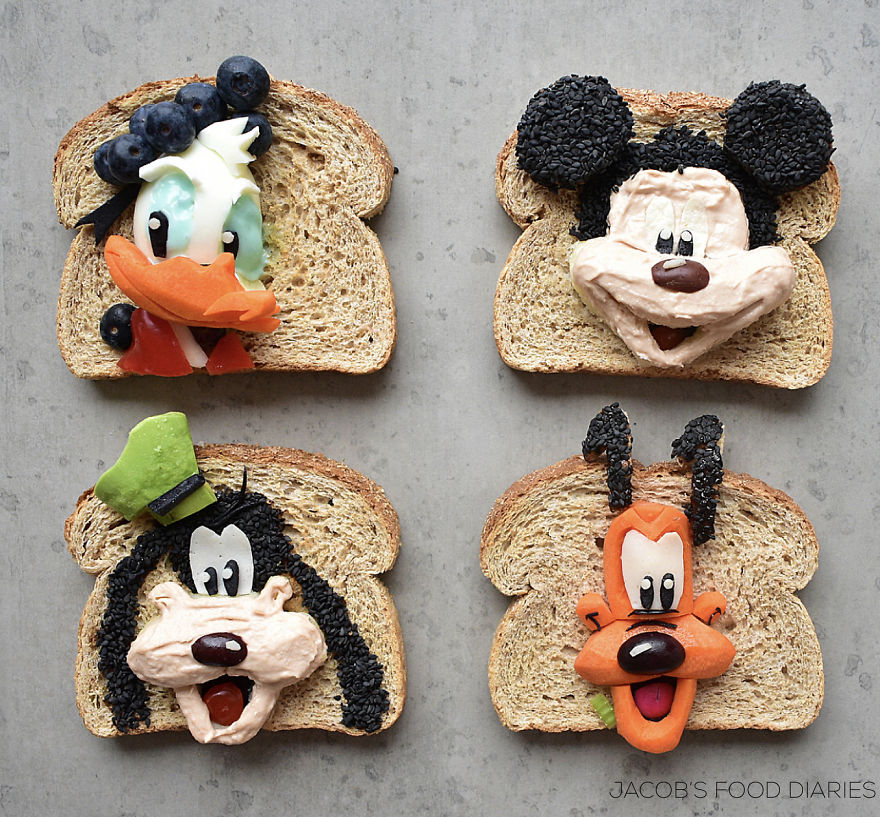 Personajes Disney; Convierte la comida de su hijo en dibujos animados y todo quieren probar sus platillos