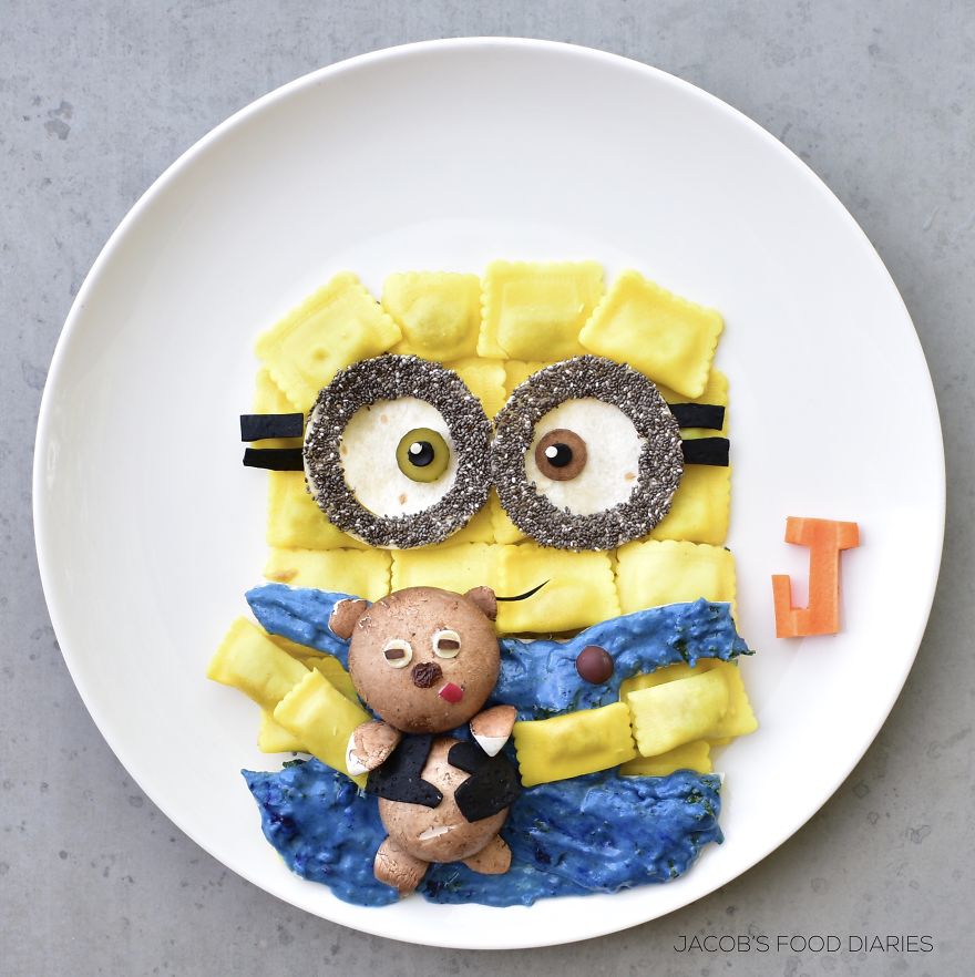 Minion; Convierte la comida de su hijo en dibujos animados y todo quieren probar sus platillos