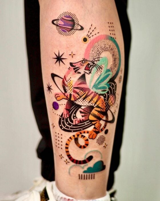 tigre ;Artista crea hermosos tatuajes que te cautivarán a simple vista