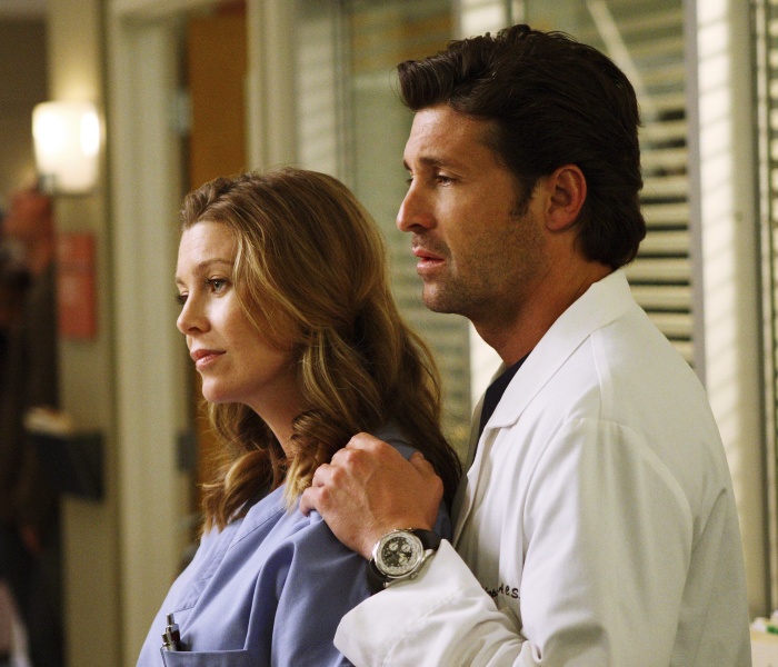 scenes from Grey's Anatomy with Patrick Dempsey and Ellen Pompeo