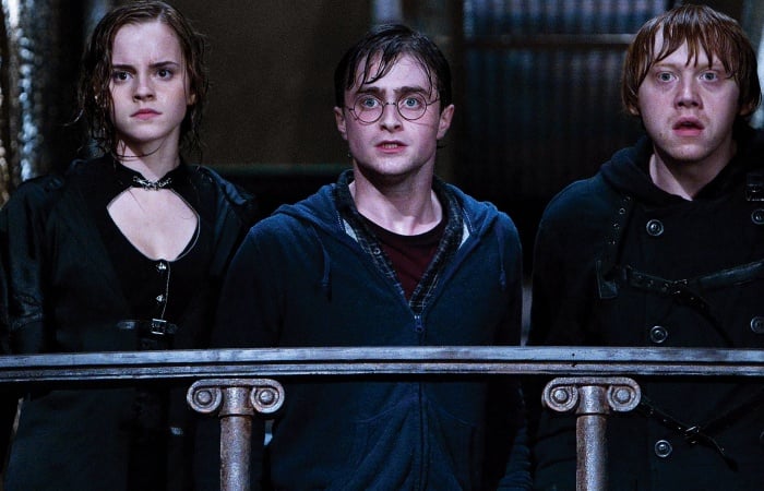 escenas de Harry Potter con Rupert Grint, Daniel Radcliffe y Emma Watson