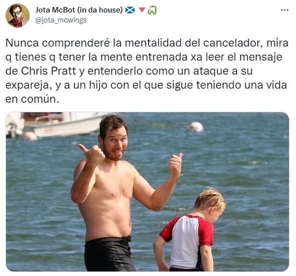 Tuit sobre internet quiere cancelar a Chris Pratt por supuestos comentarios hacia su hijo