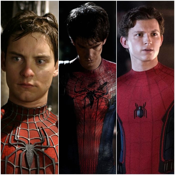 Tobey Maguire, Andrew Garfield y Tom Holland como Peter Parker