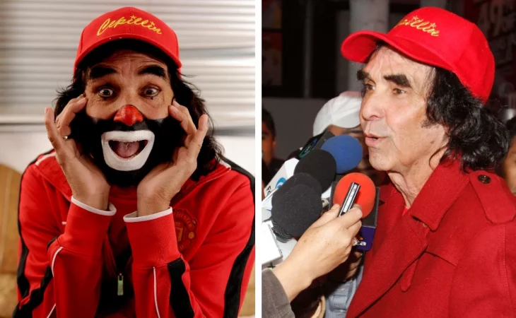 imagen comparativa del señor Ricaredo González en donde está pintado como el payaso cepillín