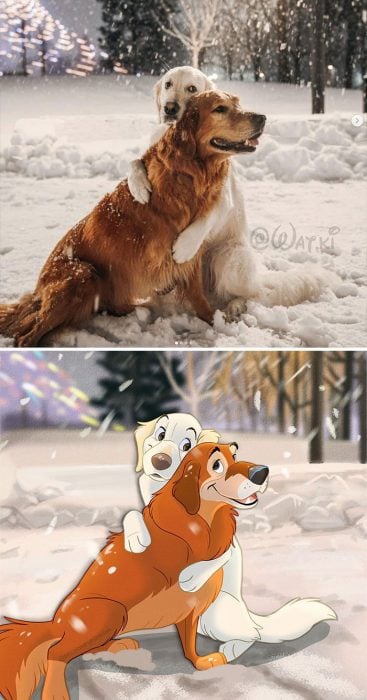Perro naranjas ;Artista convierte a mascotas ordinarias en personajes Disney